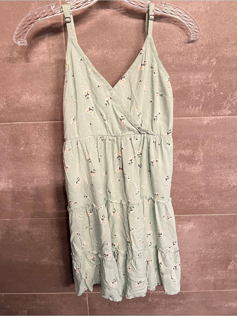 Hollister Sage Green Floral Mini Dress with Adjustable Straps
